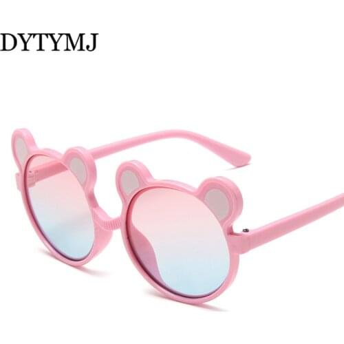 DYTYMJ Cute Round Sunglasses for Kids Gradient Bear Children Sunglasses Small Frame Sun Glasses Vintage Shades for Girls Boys