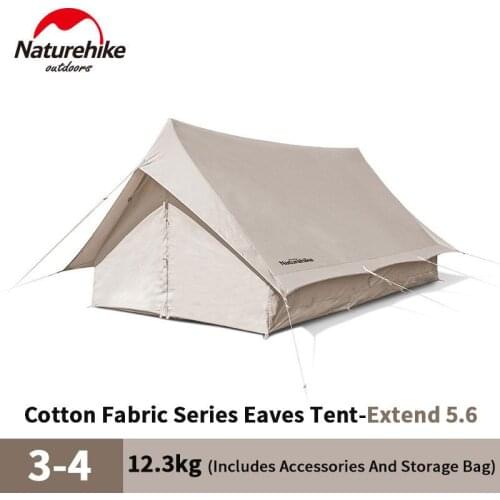 Naturehike Cotton Eaves Tent 3-4 Person 12.3kg Single Layer Camping Tent 3 Seasons Fast Building Family Tent With Windows