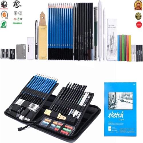 Complete Artist Kit Includes Sketch Pad, Graphite Pencils,Sharpener & Eraser,Professional Sketch Pencils Set for Drawing