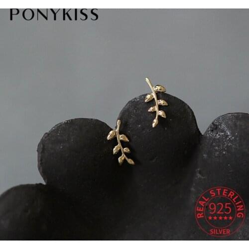 PONYKISS 100% S925 Sterling Silver Branches 14K Gold Stud Earrings for Women Party Fine Jewlry Elegant Accessory Dorp Shipping