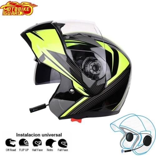 NEW 105 Motorcycle Bluetooth-compatible Flip Up Helmets Double Visor Helmets Motorbike Racing Connect Phone Casque Moto Helmet