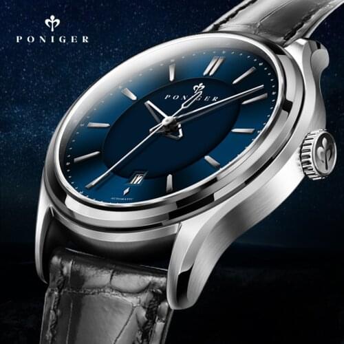 Switzerland Luxury Brand PONIGER Watch Men Japan NH35A Automatic Mechanical Mens Watches 50M Waterproof Sapphire Clock P513-2