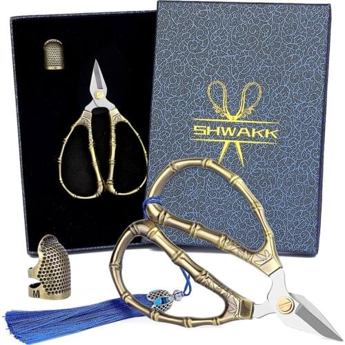 SHWAKK Embroidery Scissors with Tassel Vintage Scissors with European Style Vintage Sewing Kit for Sewing Needlework DIY Tools