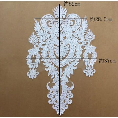 Wholesela Embroidered Applique Lace Flower DIY Veil Applique Medallions Piece For Bridal Dress