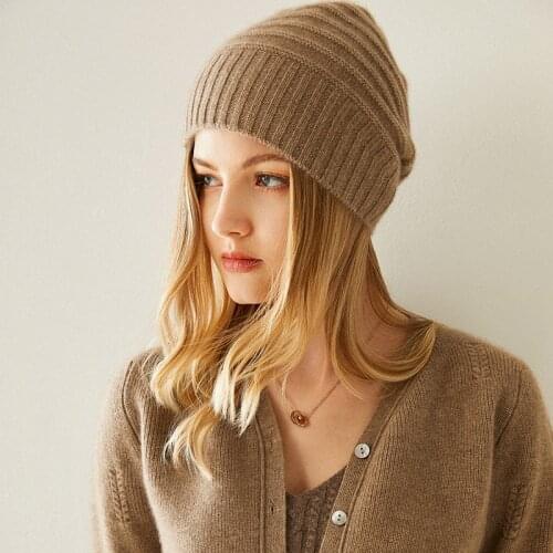 Autumn and winter new fashion multicolor cashmere hat womens accessories 100% pure cashmere