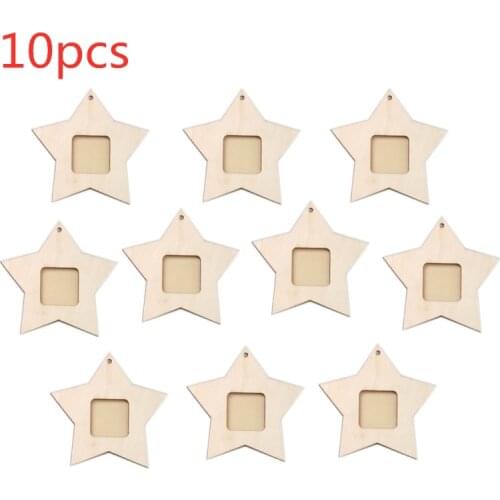 10PCS Wooden Mini Star Household DIY Simplicity Photo Frame Small Home Wedding Cute Christmas Hanging Decoration