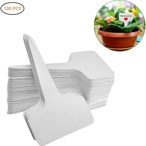 100 pcs PVC Garden Labels White Gardening Plant Sorting Sign Tag Ticket Plastic Writing Plate Board Plug
