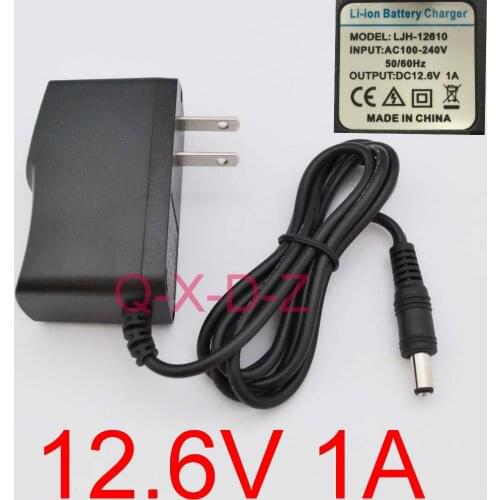 100PCS High quality 12.6V 1000mA 1A 5.5mmx2.1mm Universal AC DC Power Supply Adapter Wall Charger For lithium battery