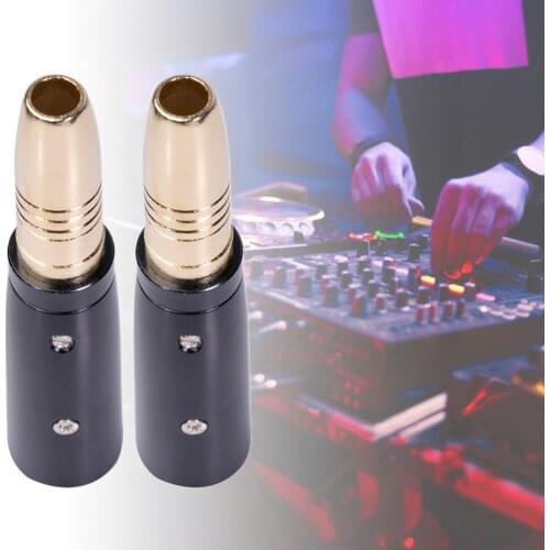 2Pcs LZ1164G Stereo Jack Durable Plug Play Professional 6.35mm Female to Male Audio Converter for Stereo Microphone