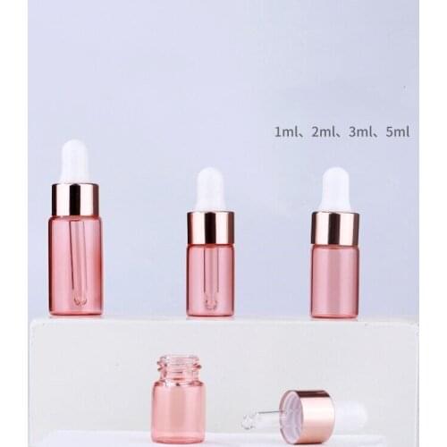 20pcs 1ml 2ml 3ml 5ml Mini Rose Gold Glass Dropper Bottle Jars Vials With Pipette For Cosmetic Perfume Essential Oil Bottles