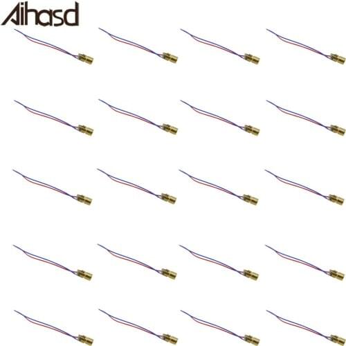 20PCS/LOT 5V Dot Laser Head Diode Semiconductor Laser Tube 6MM 650NM 5MW OD Copper