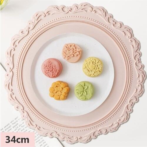 34cm Silicone Placemat Round Flower Tableware For Breakfast Oil Resistant Heat Insulation Tablemat Coaster Kitchen Utensils