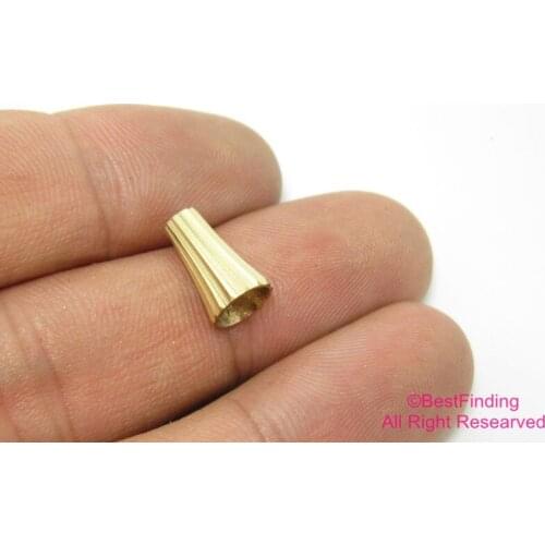 Brass torus findings 12x7mm Raw brass horn tube slider beads end -50pcs R073