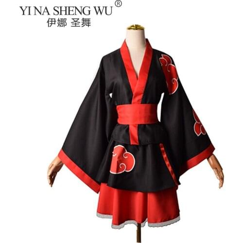 Akatsuki Shippuden Uzumaki Naru Hinata Female Lolita Clothing Kimono Dress Anime Cosplay Costumes Women Clothes Top Skirt Belt