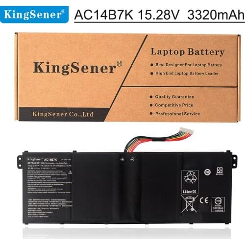 KingSener Brand New AC14B7K Laptop Battery for Acer AC14B7K 4ICP5/57/80 15.28V 3320mAh/50.7WH Free 2 Years Warranty