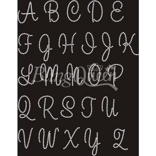BlingQueen 25PCS/LOT Alphabets Crystal Rhinestone Hot Fix Iron On Motifs