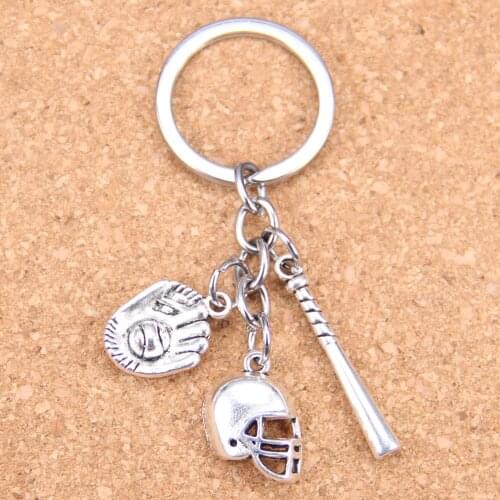 New Fashion DIY Keychain baseball glove helmet baseball bat Pendants Men Jewelry Car Key Chain Souvenir For Gift