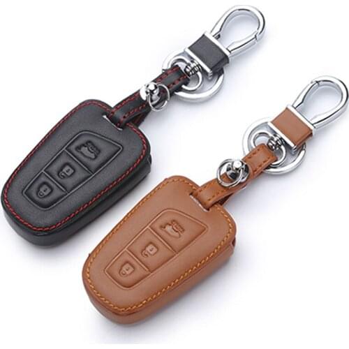 For Hyundai Santa Fe 2013 Car Styling Auto Key Cover Genuine Leather Remote Key Case For Hyundai Grand Santa Fe 2015 Accessorie