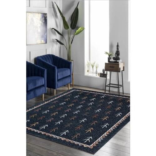Kilim design Black Carpet (Machine Washable Non-Slip Leather Base 80cm X 400cm) - CP622