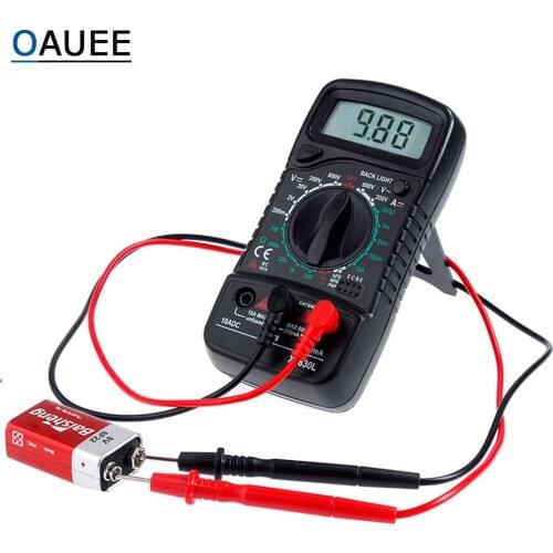 Oauee Handheld LCD Digital Multimeter 1999 XL830L AC/DC Voltage Amp Current Resistance Tester Blue Backlight Meter