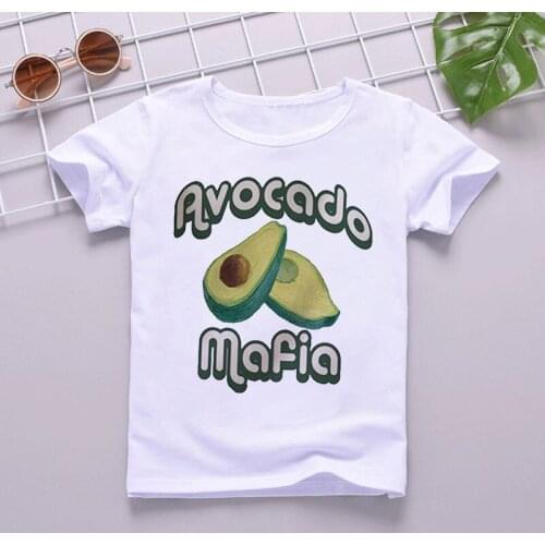 New Shelves Summer Girl Clothes Plant Green T Shirt Fille Avocado Fun Kids T Shirt Casual Kids Tshirt Crew Neck Top Baby T Shirt
