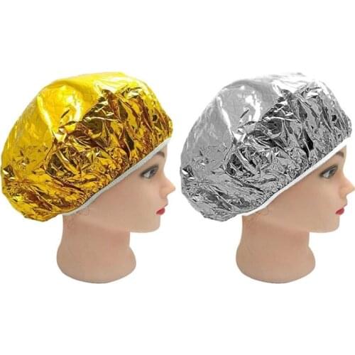 Shower Cap Heat Insulation Aluminum Foil Hat Elastic Bathing Cap for Women Hair Salon Bathroom
