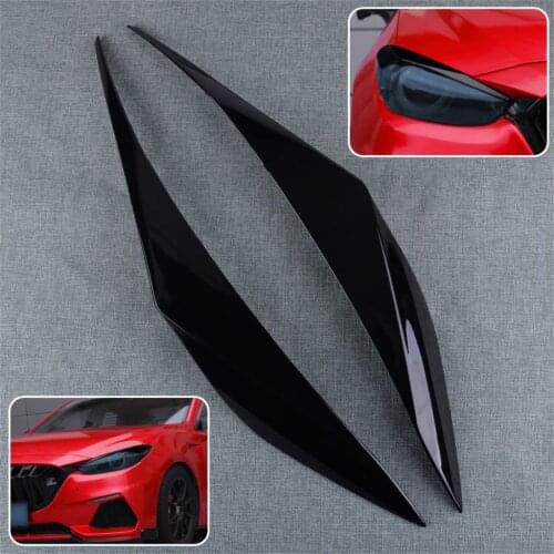 DWCX 2Pcs Black ABS Car Headlight Eyebrows Eyelids Trim Fit for Mazda 3 Axela Sedan 2017 2018