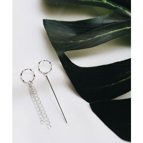 Hot Sale Real 925 Sterling Silver Drop Earrings For Women Statement Asymmetry Chain Bar Dangle Earring Party Gifts Jewelry