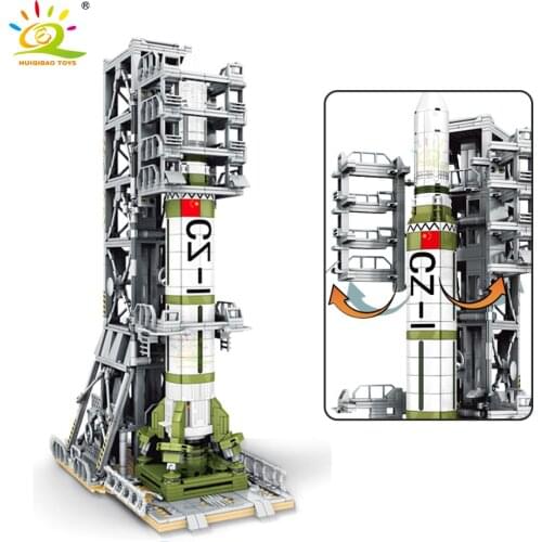 HUIQIBAO 1627PCS Satellite Launch Cosmodrome Building Blocks City Space Station Rocket Bricks Astronaut Figures Toys Children