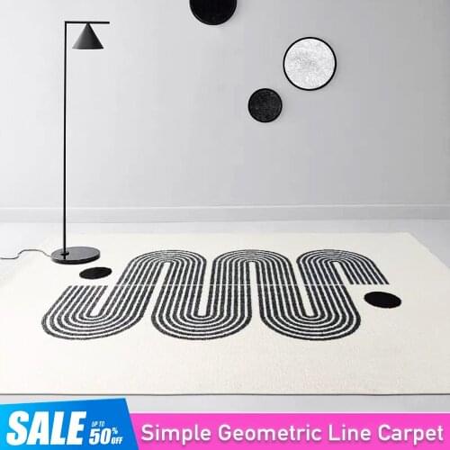 Ins Soft Geometric Carpet Bedroom Mat Living Room Large Area Rugs Ins Plush Carpet Children Rug Tatami Crawling Mat Anti-Slip