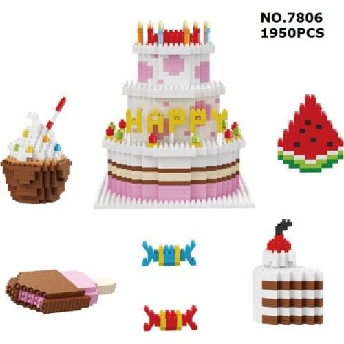 Delicious food Create micro diamond block fruit cake Ice cream candy building brick educational toy nanobrick for kids gifts