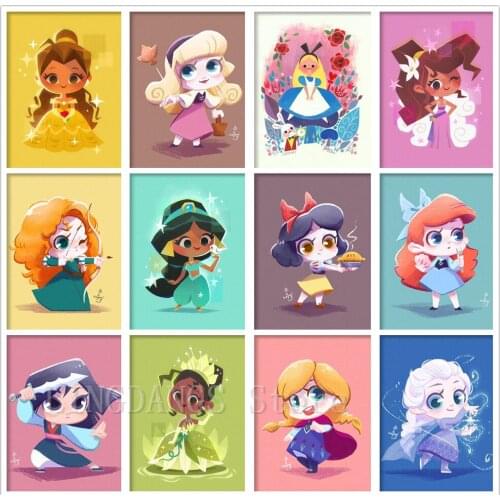 Disney Princess Cartoon Manga Cute 5D DIY Diamond Painting Cross Stitch Full Drill Diamond Embroidery Mosaic Art Home Decor Gift