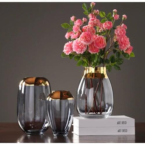 Modern Glass Vases Grey/Green Terrarium Containers Furnishing Crafts Flower Bottle For Weddings Home Decoration Accessories