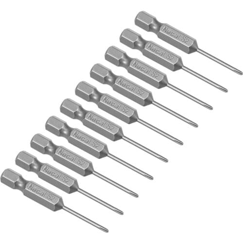 Uxcell 10pcs 1/4" Hex Shank Phillips 1.6/2.5/2/3.5/3mm PH00 PH0 PH1 Magnetic Screw Driver S2 Screwdriver Bits 50mm Length
