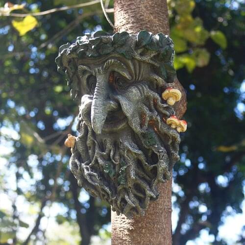 Outdoor Bird Feeding Mushroom Bird Feeder Old Man Tree Face Plant Pot Sculpture Feeding Ornament For Garden Courtyard Decoration