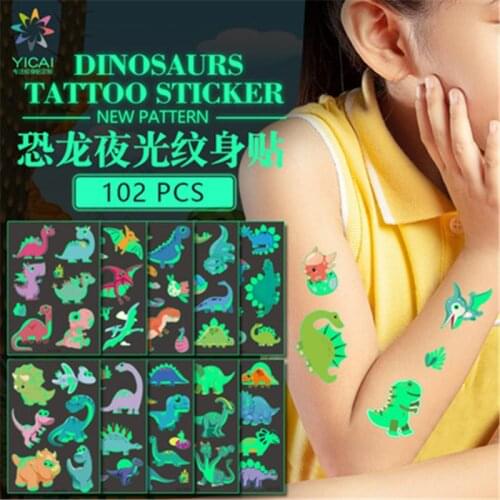 Dinosaur tattoo stickers glowing children children temporary fake tattoo glowing stickers on the face, arms and legs, childrens