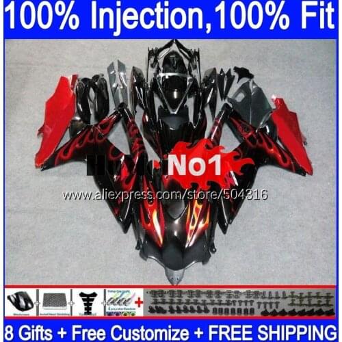 OME For SUZUKI GSXR-750 GSXR 600 750 GSXR600 GSX-R750 17MC.11 Red flames GSXR-600 K8 GSXR750 2008 2009 2010 08 09 10 Fairings