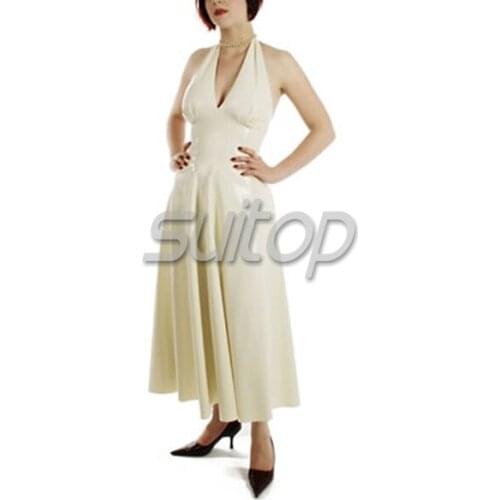 Latex Rubber Dress white color sexy club long mermaid dresses longuette dovetail bobtail