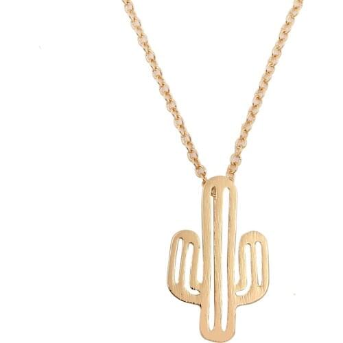 Simple Desert Plant Cactus Pendant Necklace for Women Girls Trendy Minimalist New Fashion Charm Pendant Jewelry