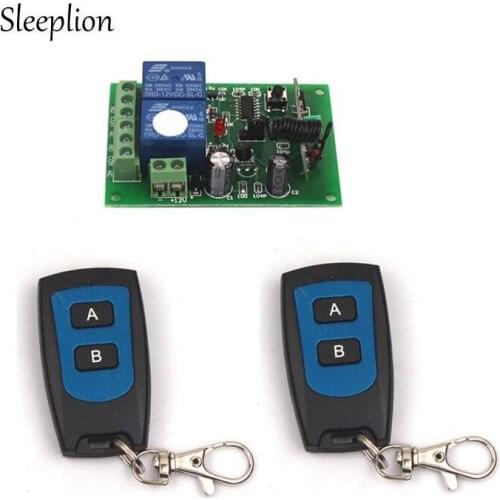 DC 12V 2CH RF Relay Smart Wireless Remote Control Light Switch Garage Door Remote Opener 315/433Mhz Transmitter Relay Receiver