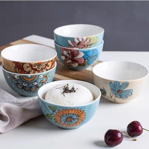 Ceramic Rice Bowl 4.5inch Creative Flower Tableware Vajilla Bowl Japanese Eating Bowls For Kitchen Bar посуда для сервировки