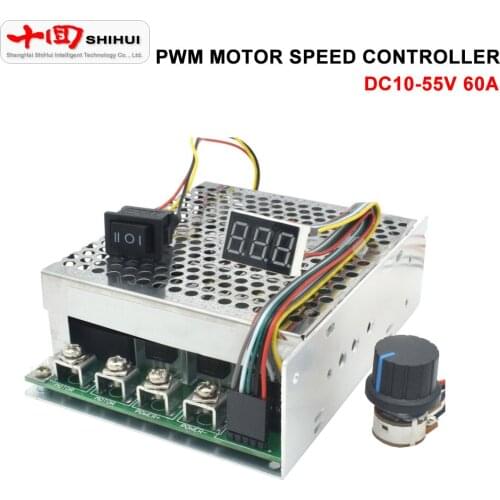 DC 10-55V 60A PWM DC Brush Motor Speed Controller Motor Forward And Reverse Switch Digital Display 12V/24V/36V/48V