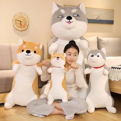 60/80/100cm Cute Shiba Inu Dog & Cat Plush Toys Stuffed Long Animals Sleep Boyfriend Pillow Doll Office Cushion Kids Girls Gift