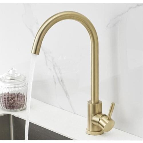 Kitchen sink Faucet Brush gold 304 Stainless Steel Sink Mixer Tap rotation kitchen mixer taps Kitchen Tap singl lever