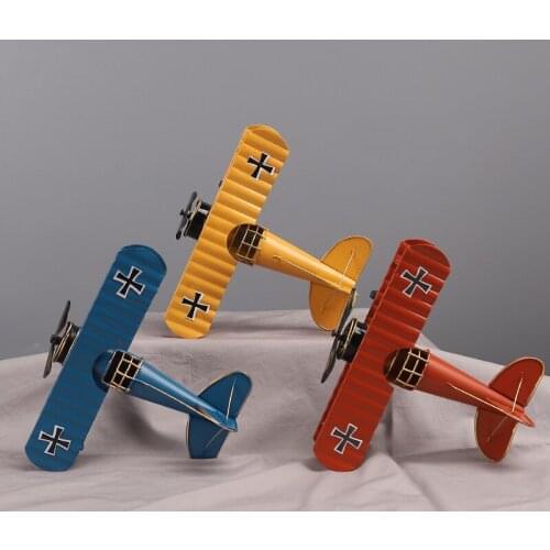 Vintage Metal Plane Creative Crafts Retro Model Biplane Aircraft Ornaments House Decoration Cabinet Shelf Cafe accessories Gifts