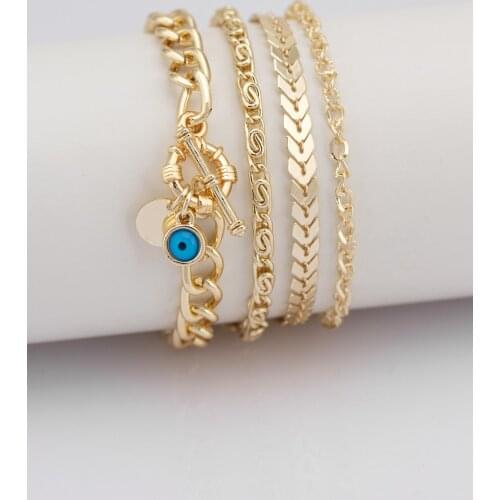 Evil eye bead Figured 4'lü Kombin Bracelet 006 Bracelet