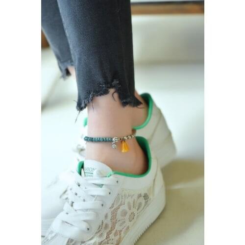 S925 sterling silver vintage frosted accessories anklet jade blue beads natural beeswax lotus adjustable womens accessories