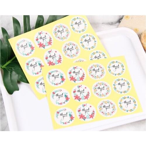 120Pcs/pack Color Garland Thank You DIY Label Diameter 38mm For Gift Cake Baking Sealing Sticker
