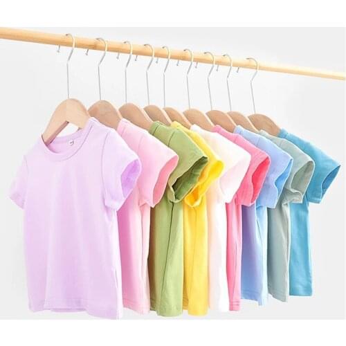 16 Colors Solid Children T-shirt for Boys Girls Cotton Summer Kids Tops Tees Baby Kids Tshirts Blouse Clothes 12M 24M 2-12 Years