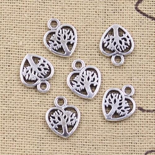 30pcs Charms Heart Tree 12x10mm Antique Silver Color Pendants Making DIY Handmade Tibetan Finding Jewelry